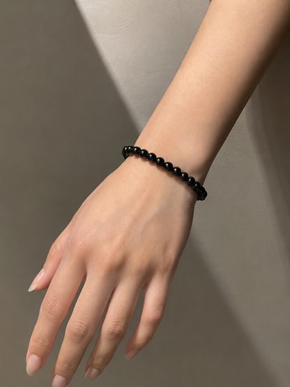 Classic Black Beaded Bracelet
