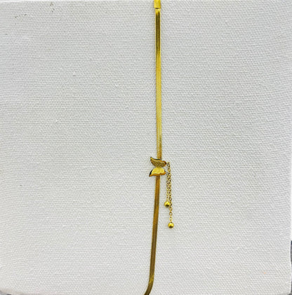 Gold Flat Chain Butterfly Bracelet (stainless steel)