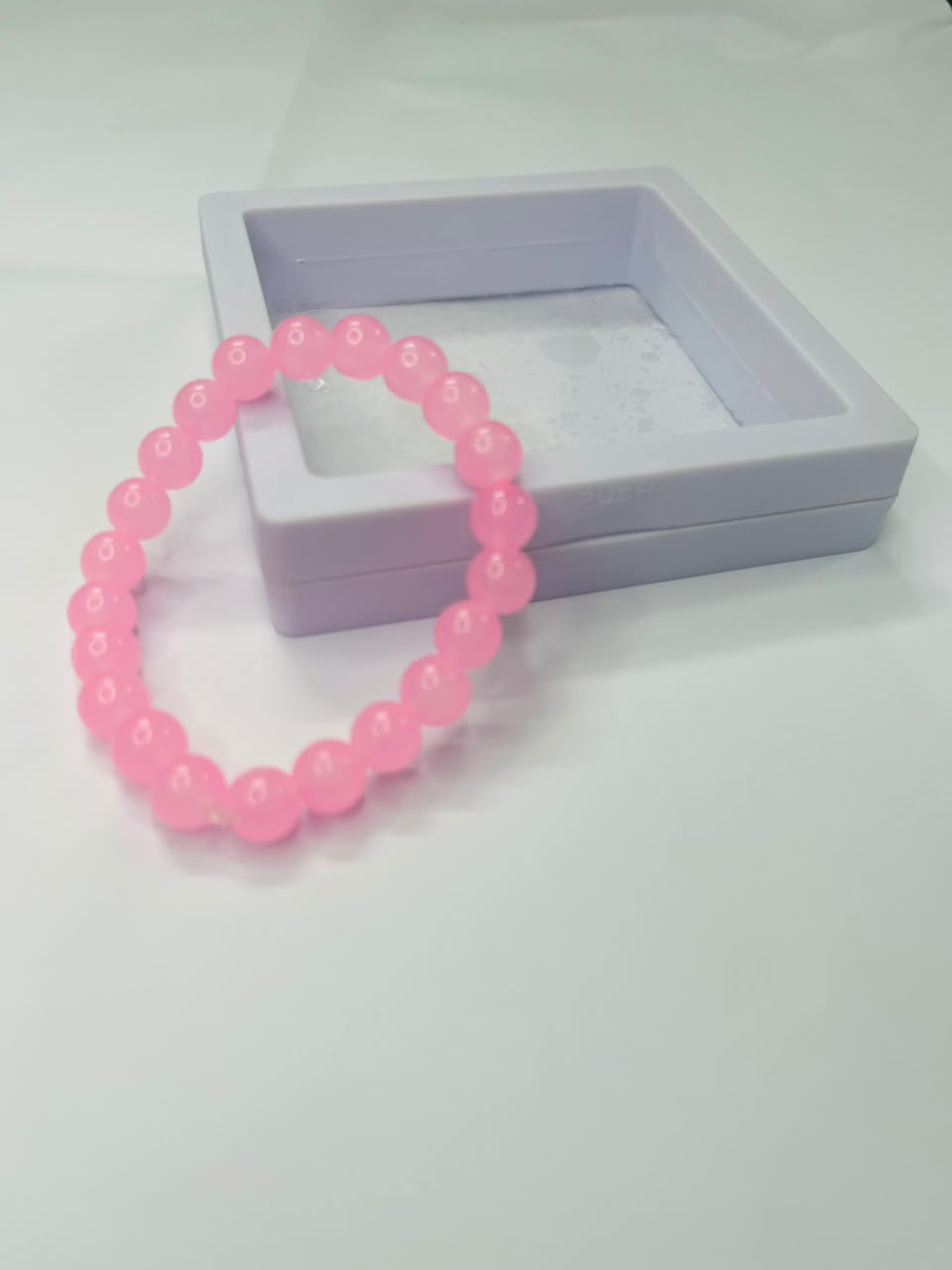 Vibrant Pink Polished Bead Stretch Bracelet
