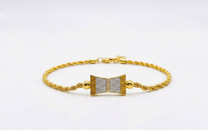 Stainless Steel Gold-Tone Crystal Bow Bracelet
