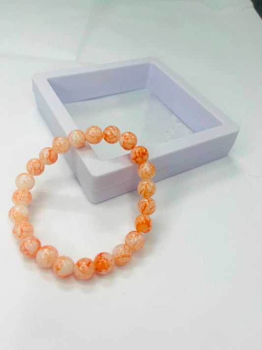 Natural Marble Effect Orange Beaded Bracelet
