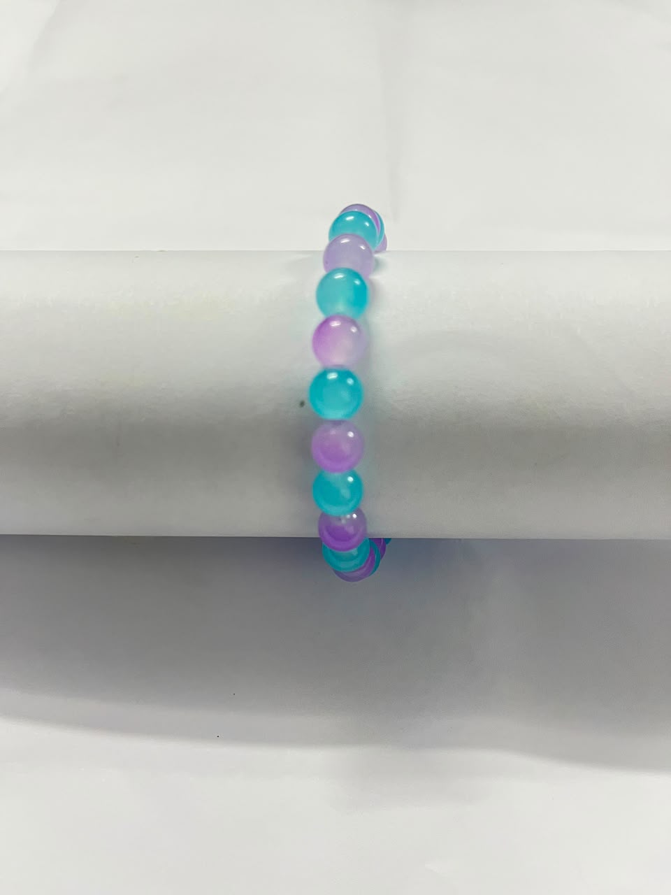 Vibrant Pastel Sky Blue and Violet Stretch Bracelet