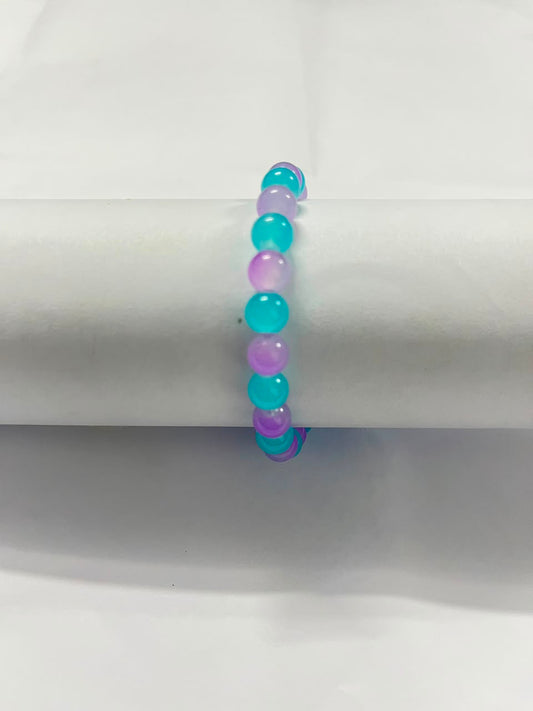 Vibrant Pastel Sky Blue and Violet Stretch Bracelet