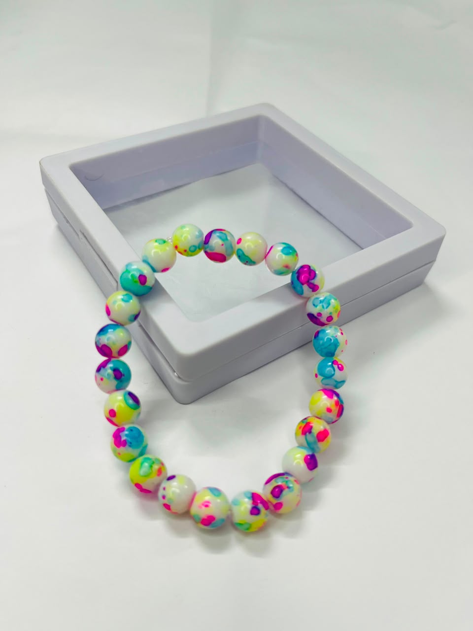 Rainbow Splatter Beaded Bracelet