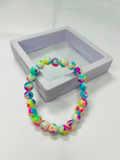 Rainbow Splatter Beaded Bracelet