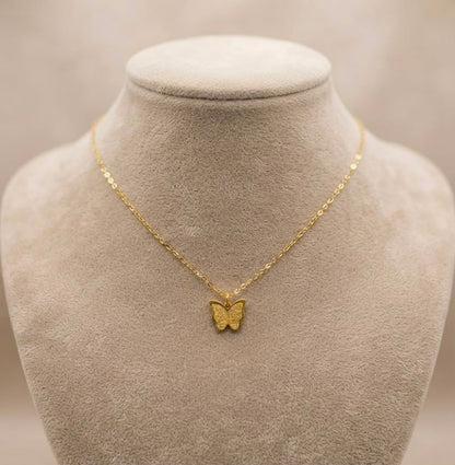 Gold Butterfly Pendant Necklace (stainless steel)