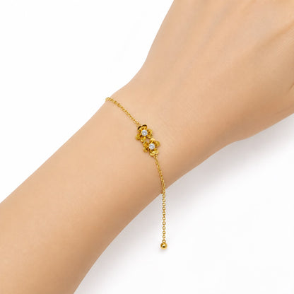 Double Flower Bracelet with Crystal Accent (stainless steel)
