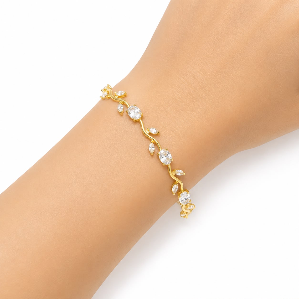 Classic White Tulip Gemstone Bracelet (stainless steel)