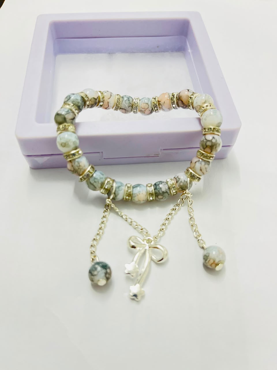 Multistone Beaded Charm Bracelet