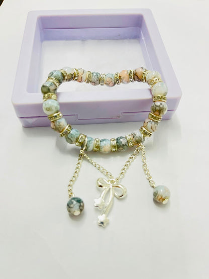 Multistone Beaded Charm Bracelet