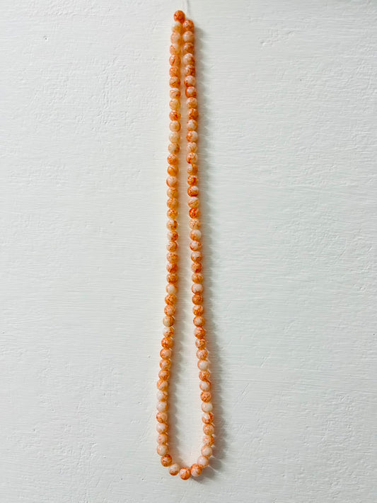 Orange Marbled Carnelian Style Beads Mala