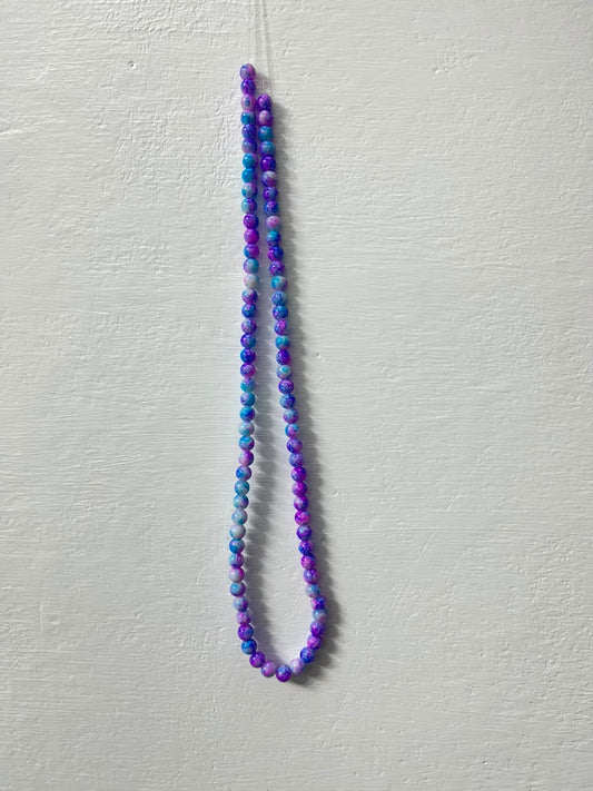 Multi-Color Purple & Blue Cosmic Marbled A Beads Mala