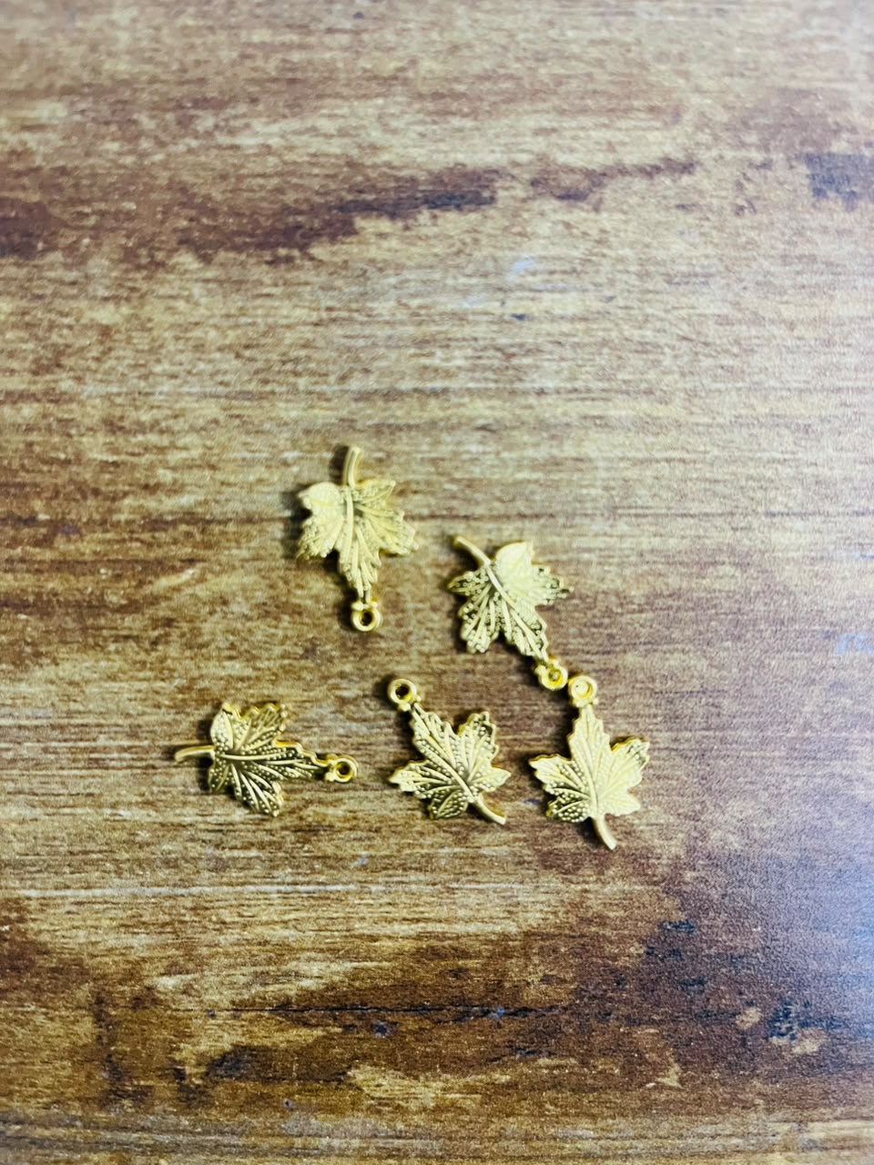 Golden Maple Leaf Jewelry Charms / Pendants (Pack of 3)