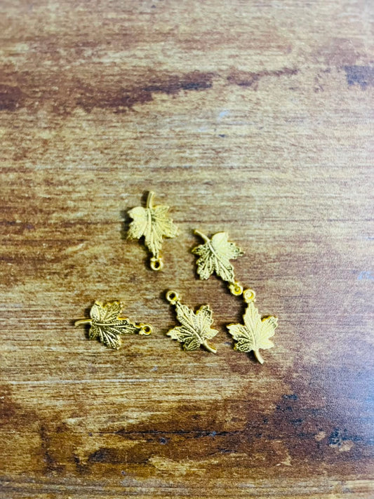Golden Maple Leaf Jewelry Charms / Pendants (Pack of 3)