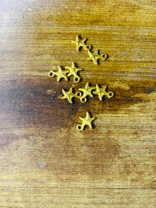 Mini Gold Starfish Charms(Pack of 3)