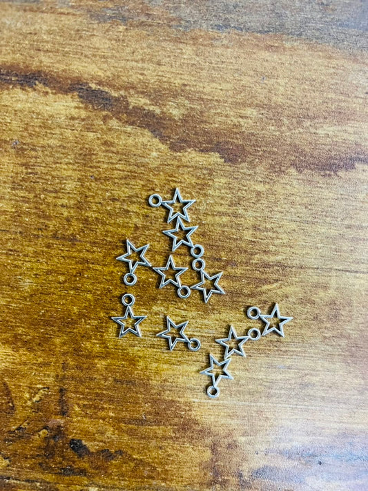 Hollow Silver Star Charms(Pack of 3)