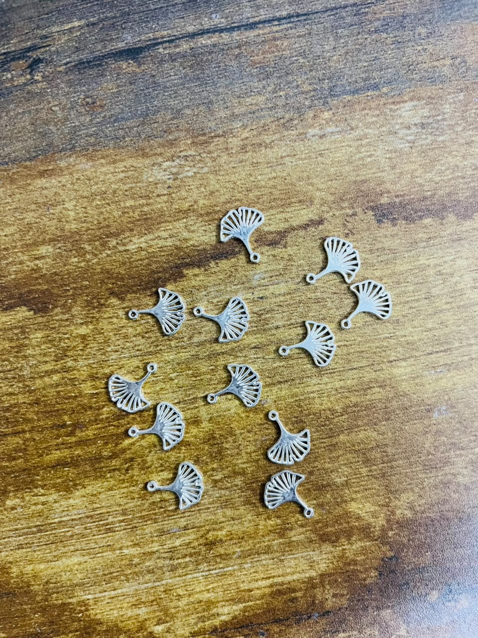 Mini Silver Ginkgo Leaf Charms (Pack of 3)