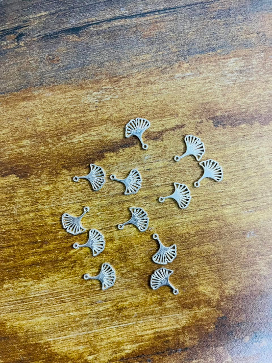 Mini Silver Ginkgo Leaf Charms (Pack of 3)