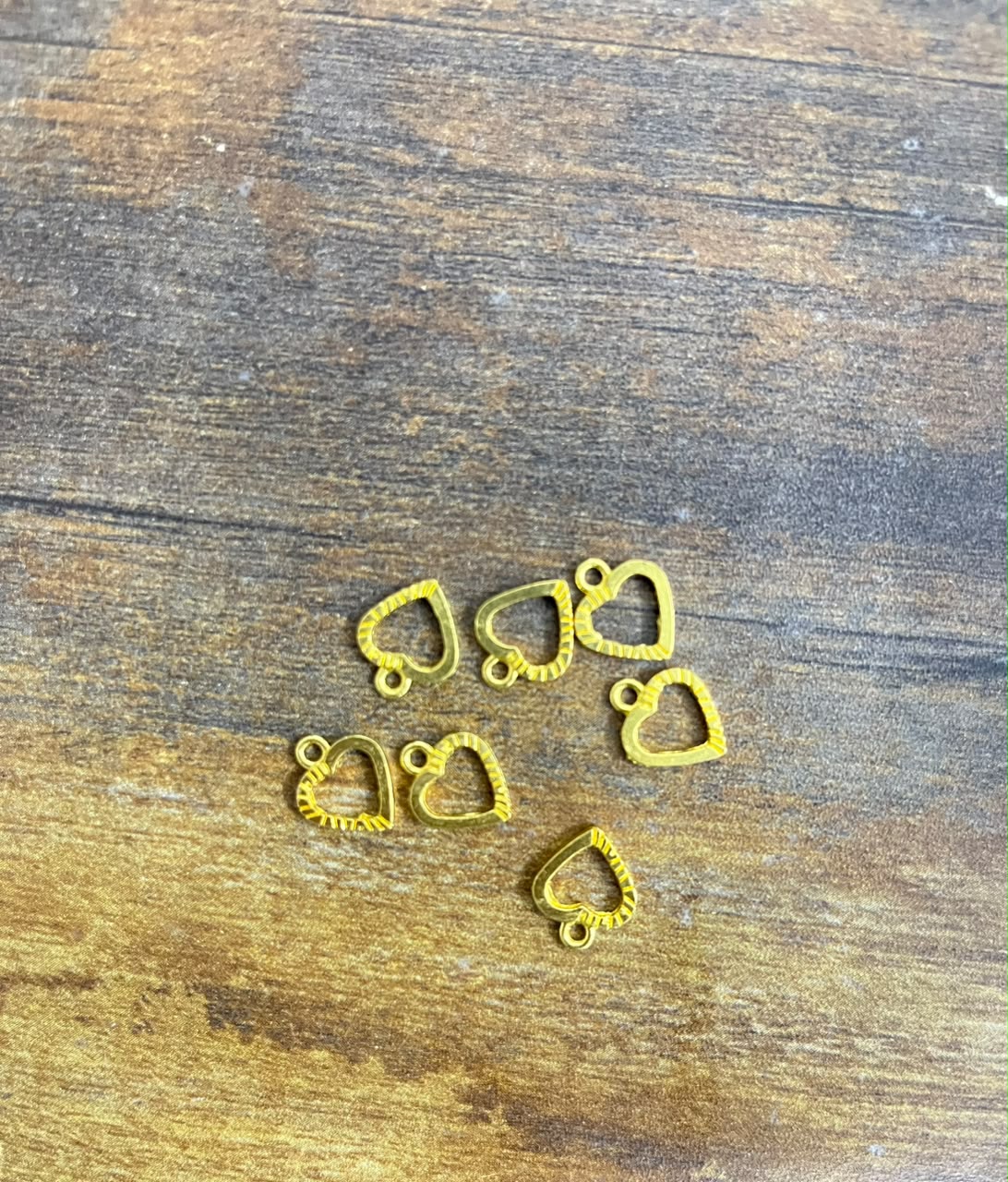 Gold Textured Open Heart Charms (Pack of 3)