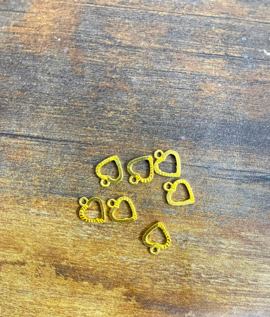 Gold Textured Open Heart Charms (Pack of 3)