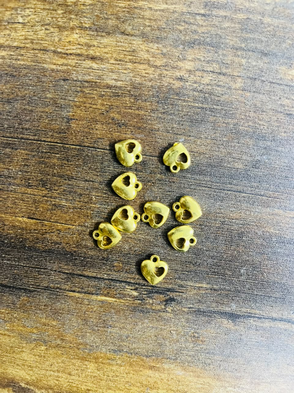 Mini Gold Hollow Heart Charms (Pack of 3)