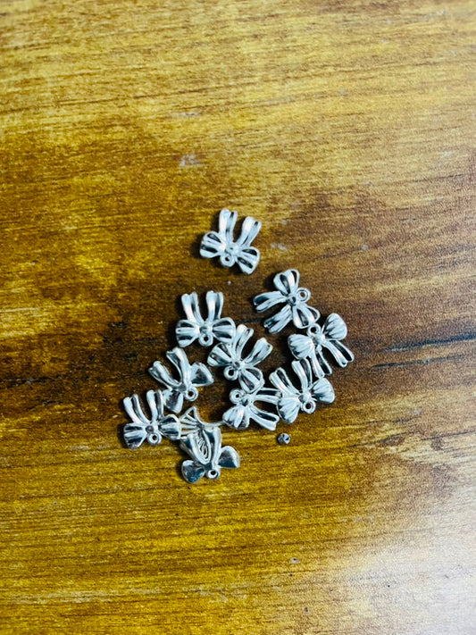 Silver Ribbon Bow Charms(Pack of 3)