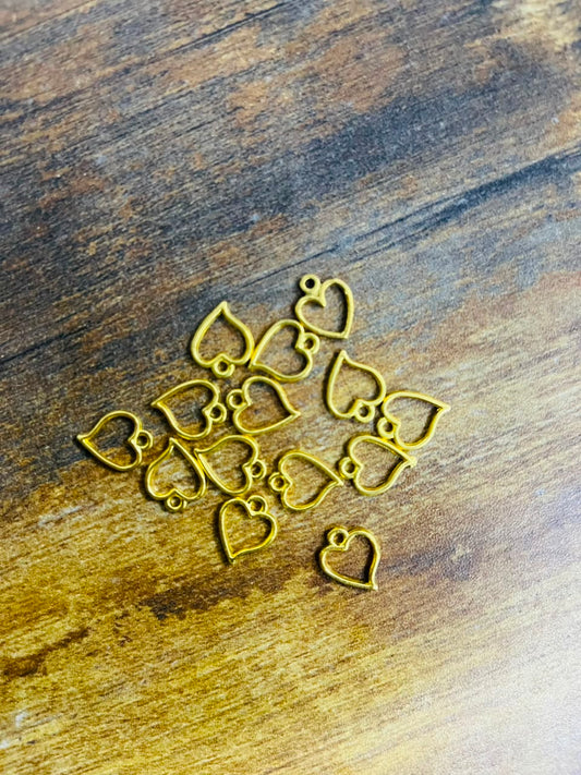 Mini Gold Open Heart Charms(Pack of 3)