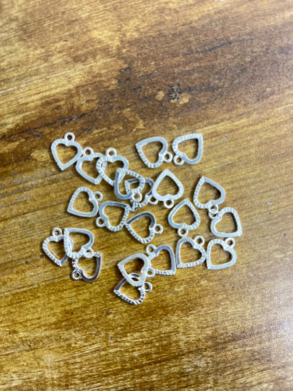 Silver Textured Open Heart Charms (Pack of 3)