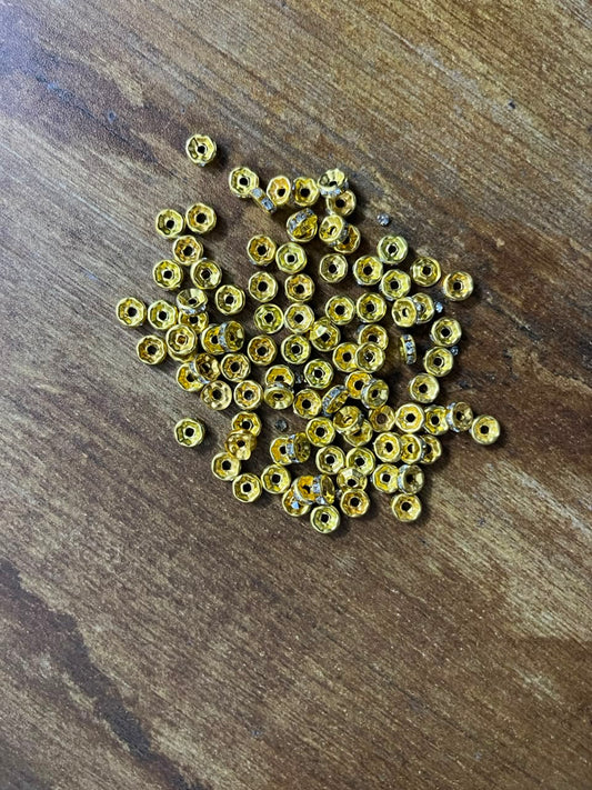 Gold Daisy Spacer Beads(Pack of 5)