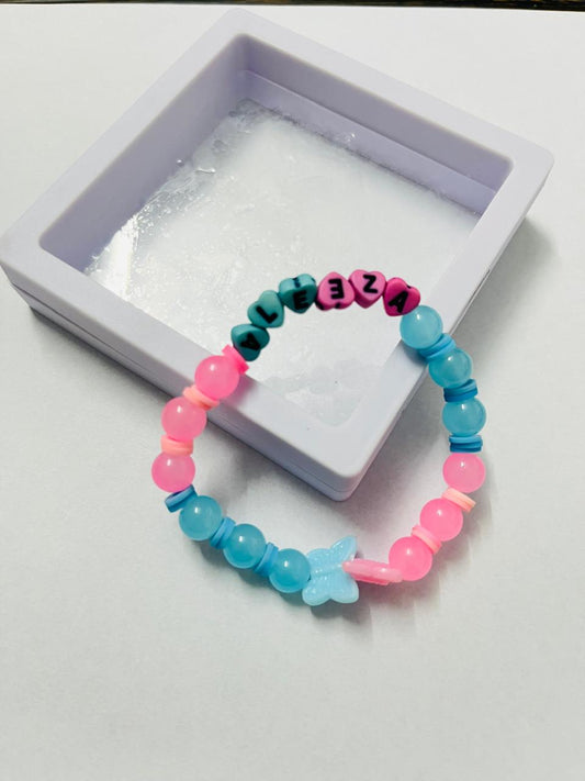 Pastel Heart-Letter Butterfly Bracelet