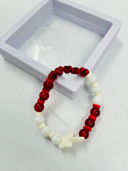 Personalized Red & White Heart-Letter Bracelet