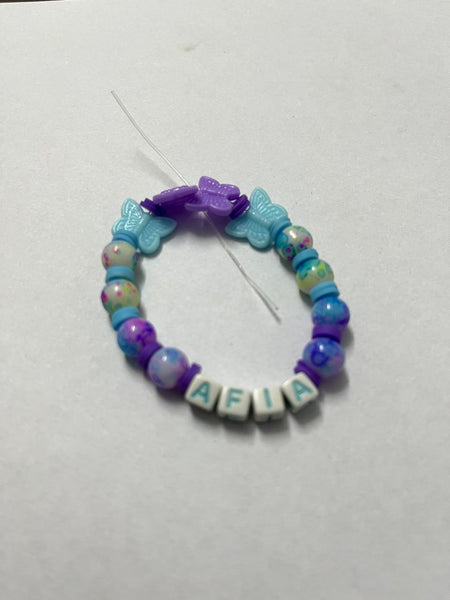 Personalized Butterfly Beaded Name Bracelet