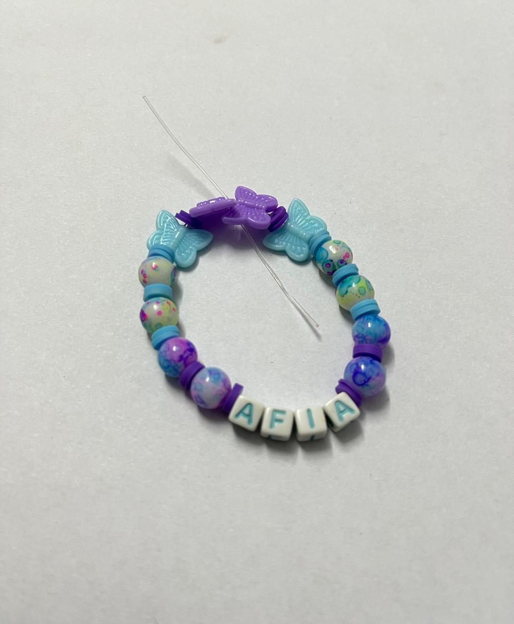 Personalized Butterfly Beaded Name Bracelet