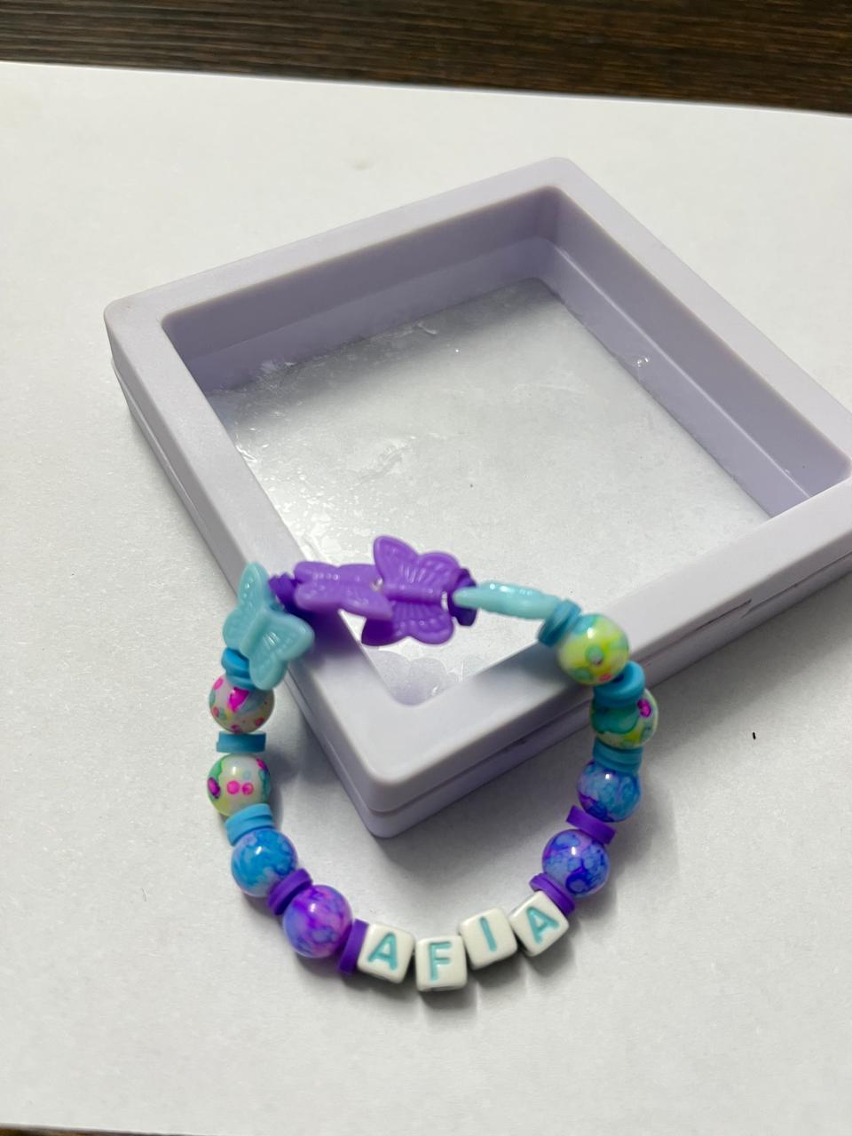 Personalized Butterfly Beaded Name Bracelet