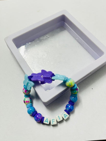 Personalized Butterfly Beaded Name Bracelet