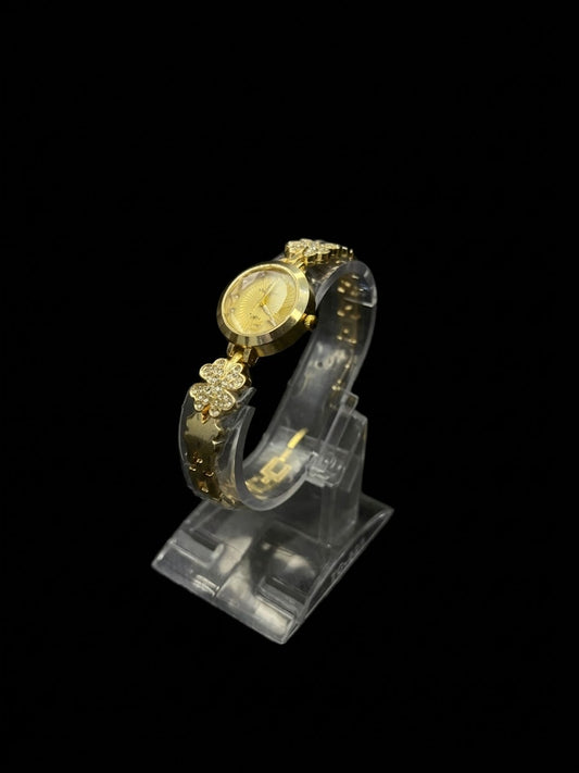 Lucky Clover Rhinestone Gold Watch