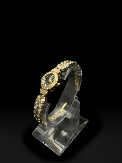 Gold Leaf Marquise Crystal Watch