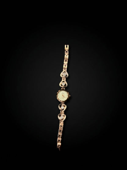 Rose Gold Swirl Heart Crystal  Watch
