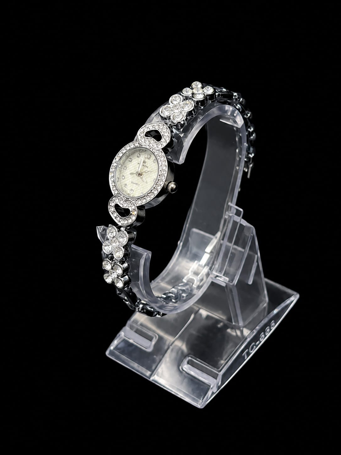 Silver Heart & Floral Crystal  Watch