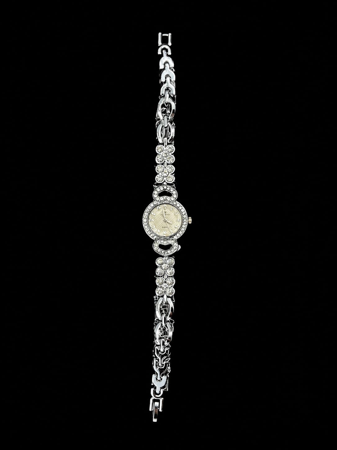 Silver Heart & Floral Crystal  Watch