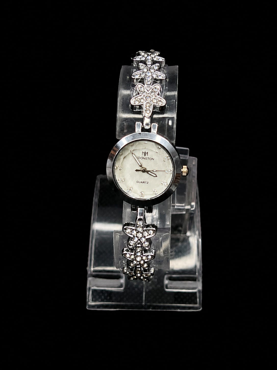 Silver Floral Crystal  Watch