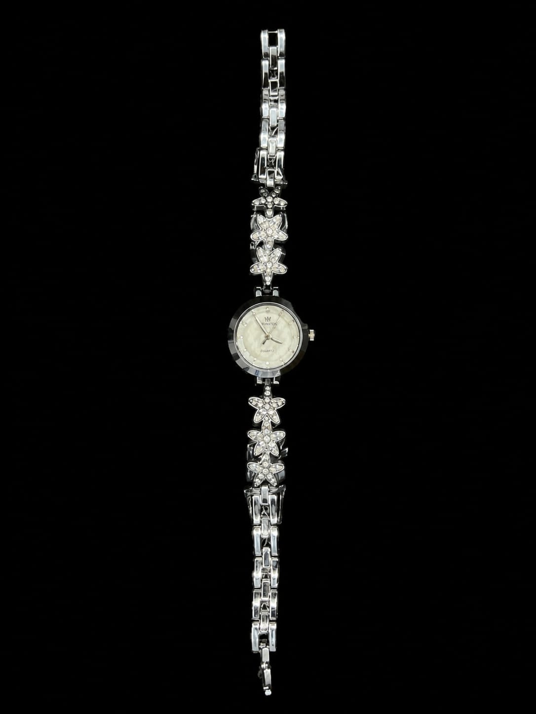 Silver Floral Crystal  Watch