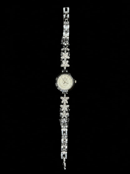 Silver Floral Crystal  Watch
