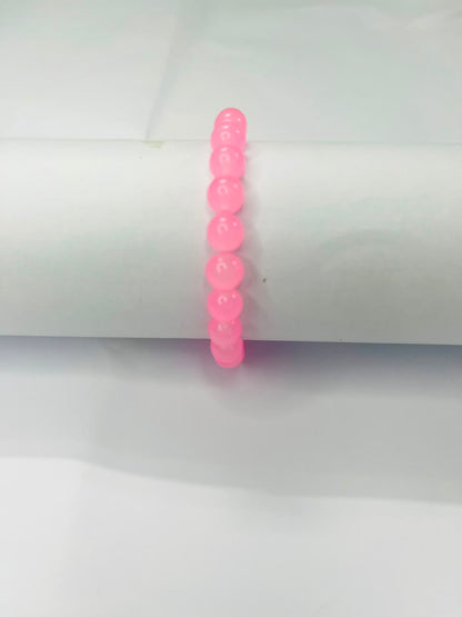 Vibrant Pink Polished Bead Stretch Bracelet