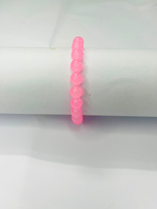 Vibrant Pink Polished Bead Stretch Bracelet