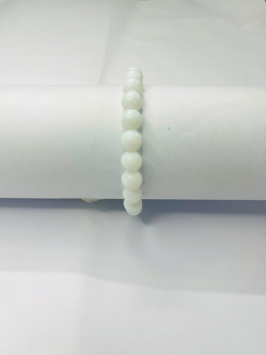 Minimalist Milky White Polished Bead Bracelet