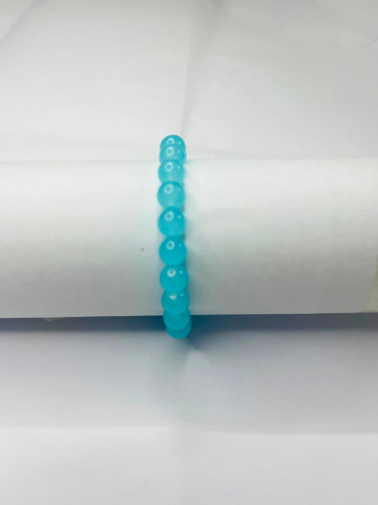 Product Name Vibrant Sky Blue Polished Bead Bracelet