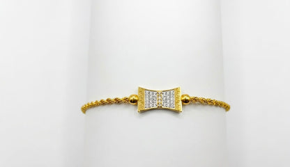 Stainless Steel Gold-Tone Crystal Bow Bracelet