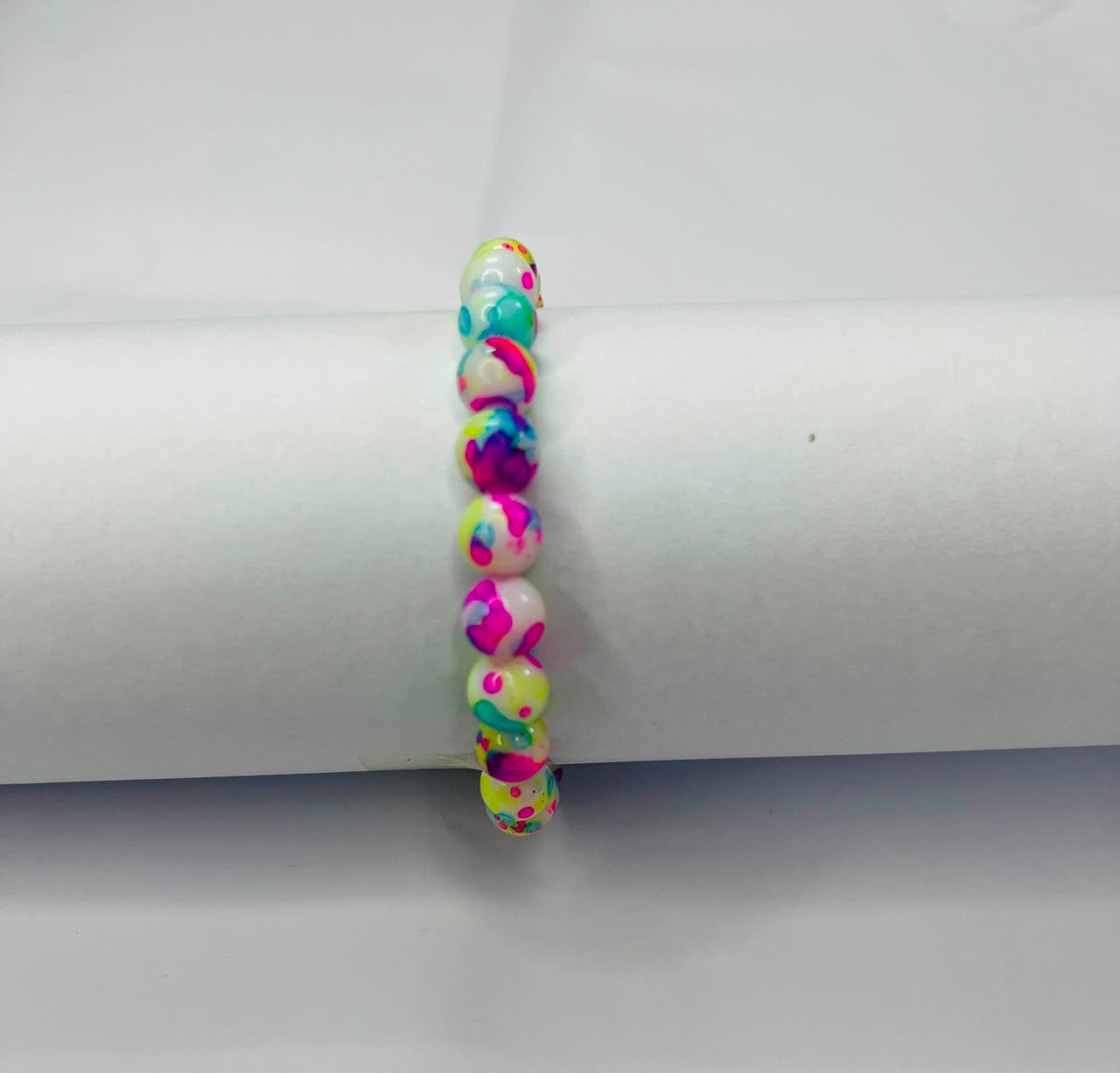 Rainbow Splatter Beaded Bracelet