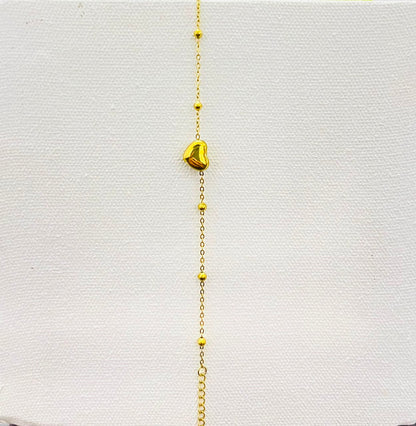 Golden Heart Pendant Satellite Chain Bracelet (stainless steel)